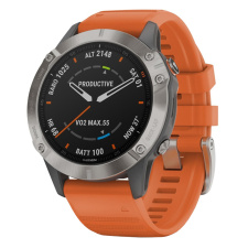 Умные часы Garmin Fenix 6 Sapphire Wi-Fi NFC, титановый/оранжевый